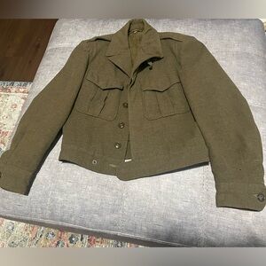 US Army Field Jacket Mens 34 Green Wool Ike WWII Eisner Coat 1940s Uniform coat